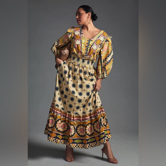 Farm Rio Natural Tropical Sunshine V-neck Maxi Dress 3X - Picture 3 of 16